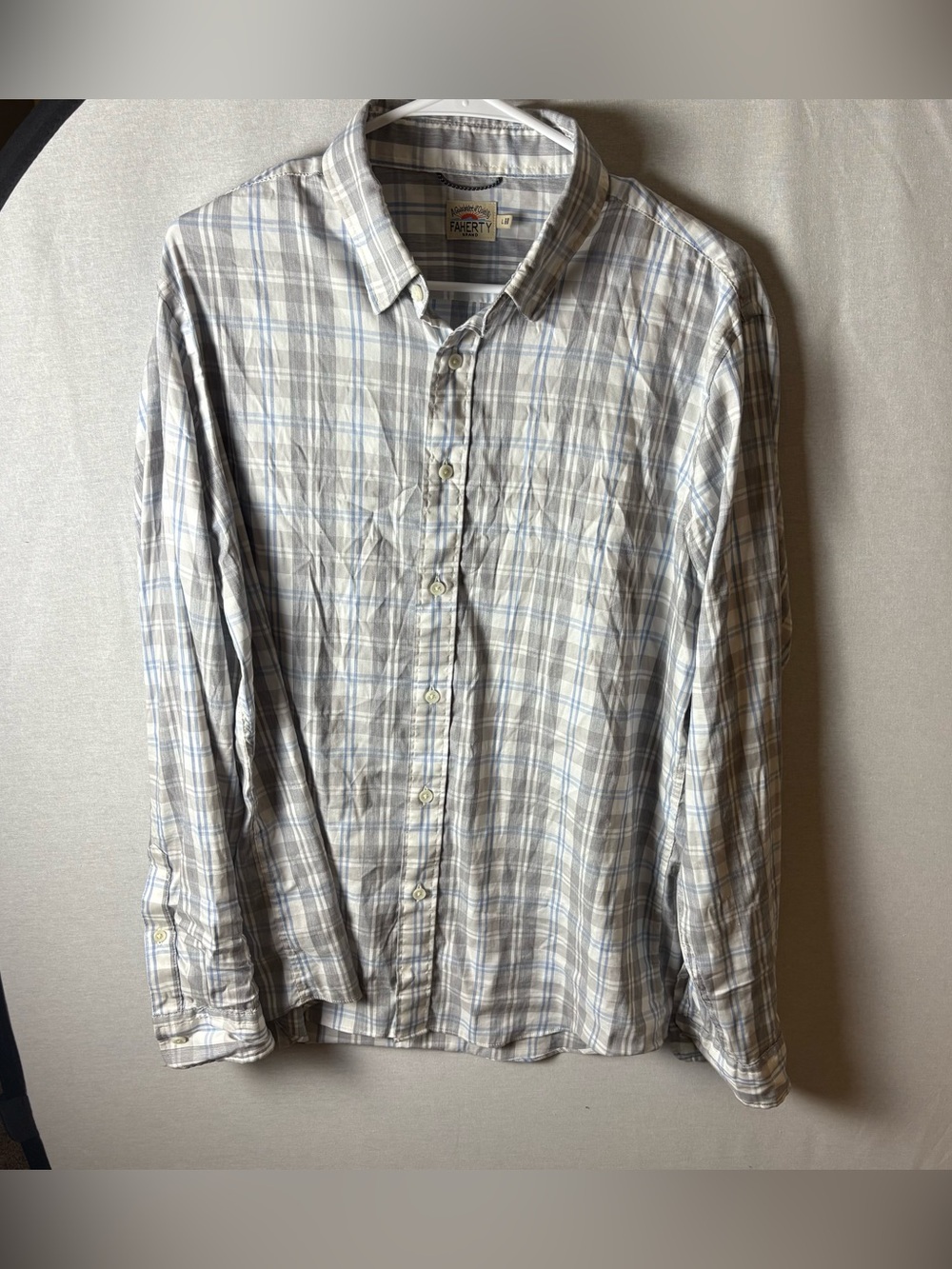 Faherty The Movement Plaid Long-Sleeve Button-Down Shirt Size Large MWC0082